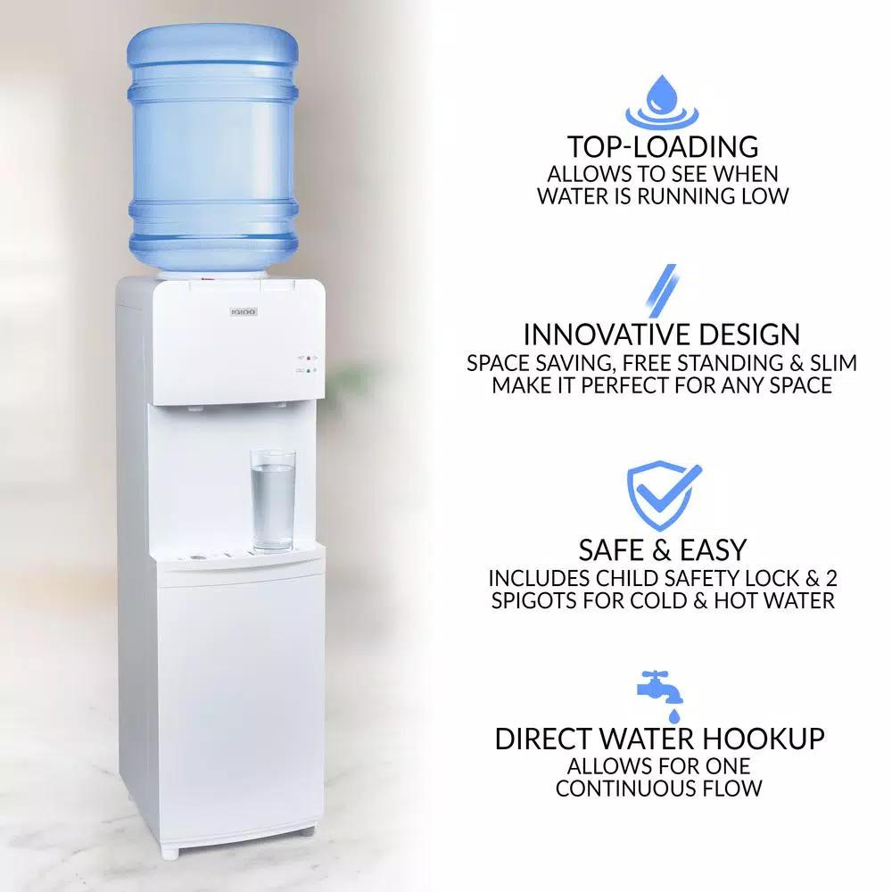 Igloo Top Loading Water Dispenser with Hot and Cold Water, White