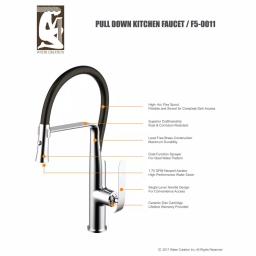 Water Creation Single-Handle Pull-Down Kitchen Faucet, Triple Plated Chrome thumbnail 3