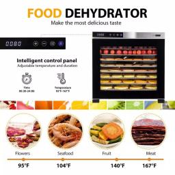 VIVOHOME 10-Tray Stainless Steel Commercial Food Dehydrator, 1000W with Digital Timer and Temperature Control thumbnail 6