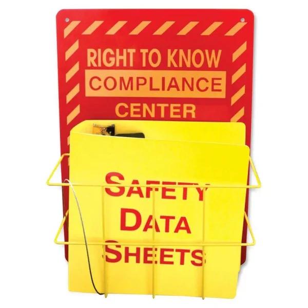 IMPACT Right to Know Center Safety Rack with SDS Binder and Heavy-Duty Wire Basket