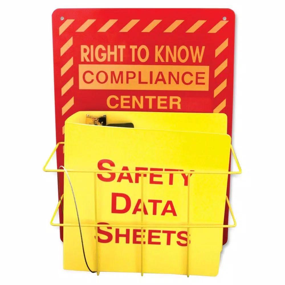 IMPACT Right to Know Center Safety Rack with SDS Binder and Heavy-Duty Wire Basket