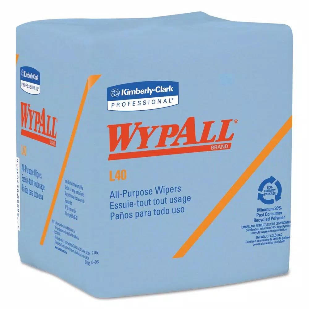 WYPAll L40 Blue Disposable Wipers, 12.5 x 12.25 in, 56/Box, 12 Boxes Per Carton