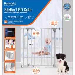 Perma Child Safety Stellar LED Baby Gate, 30 in. H Pressure Mounted Auto-Close Gate with Safe Step Bar thumbnail 3