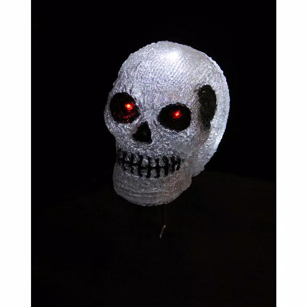 Novolink 7.9 in. White LED Decorative Skull Halloween Light - Handcrafted Indoor/Outdoor Decor