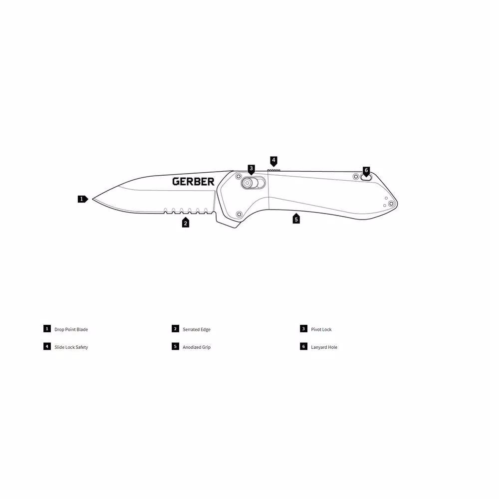 Gerber Highbrow Compact Assisted Opening Pocket Knife, 2.8 in. Drop Point Blade