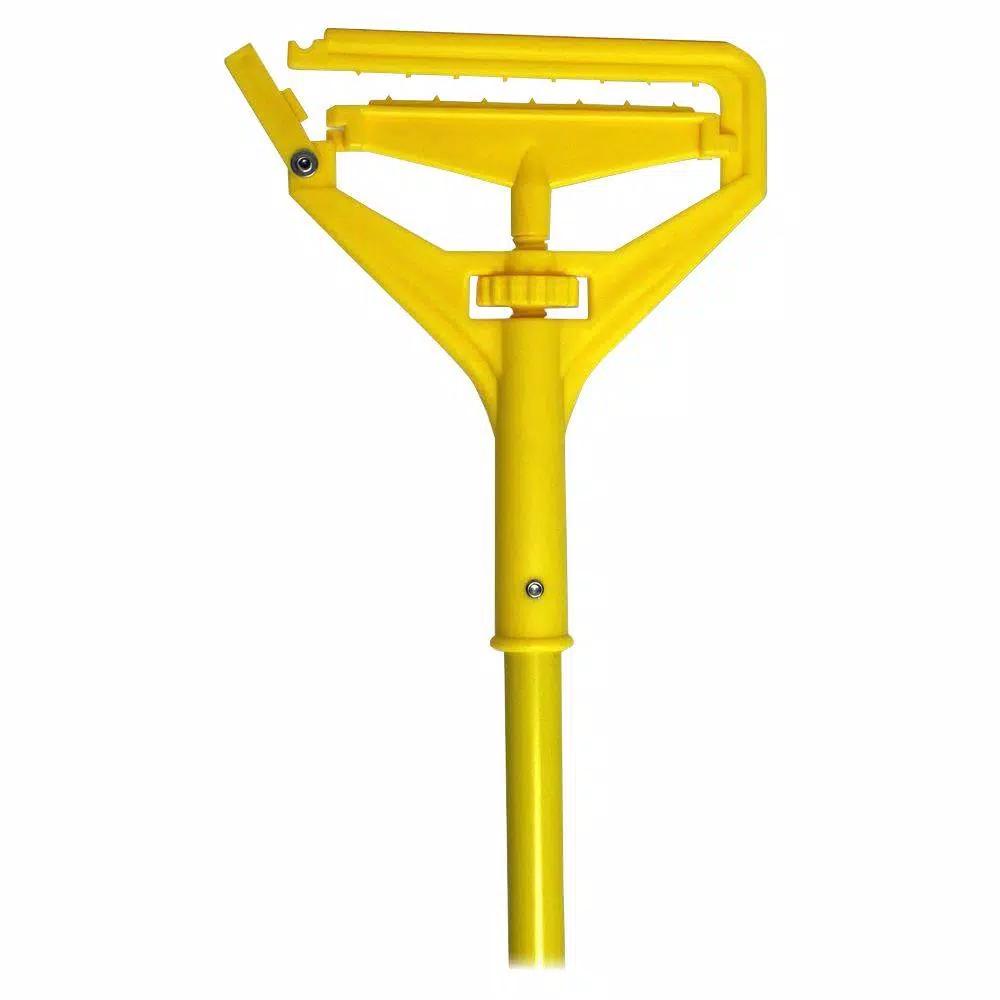 Genuine Joe Yellow Speed Change Mop Handle, 5 ft. Fiberglass Pole with Quick Connect