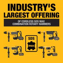 DEWALT 60V MAX FLEXVOLT Cordless Brushless 1-3/4 in. SDS MAX Rotary Hammer Kit with (2) 9.0 Ah Batteries thumbnail 5