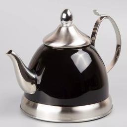 Creative Home Nobili-Tea 1.0 Qt. Stainless Steel Tea Kettle with Removable Infuser Basket, Filter Black thumbnail 2