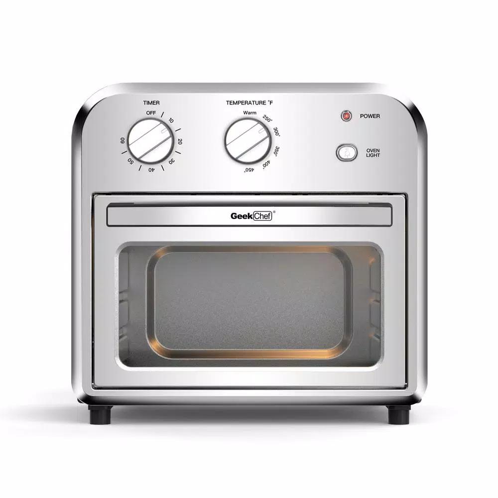 Boyel Living 11 Qt. Silver Stainless Steel Air Fryer with 4 Accessories, 1500W, Temperature & Time Control