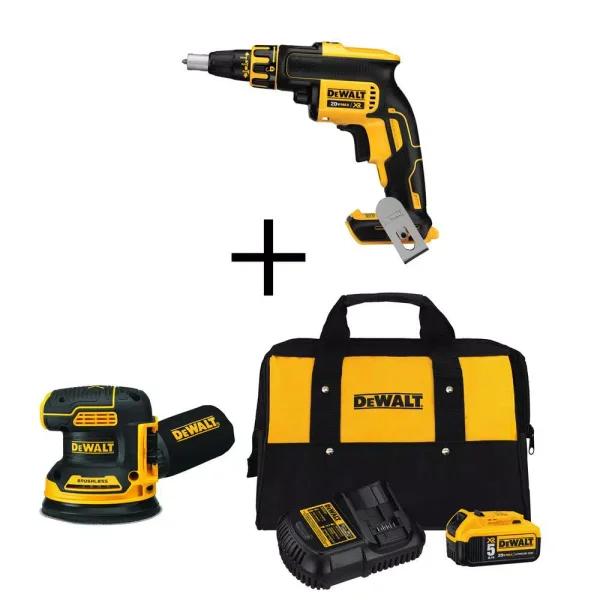 DEWALT 20V MAX XR Brushless Drywall Screw Gun & 5 in. Random Orbital Sander Kit