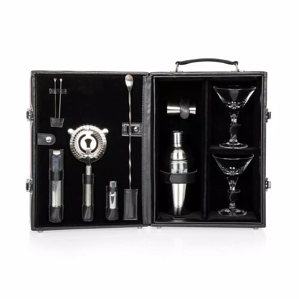 Picnic Time Manhattan Portable Cocktail Set with Leatherette Case and Martini Glasses