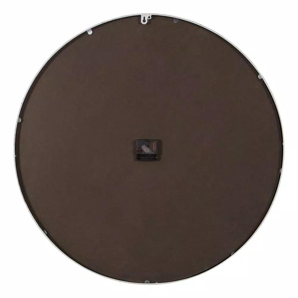 Pinnacle 28 in. Gray Washed Wood Plank Round Wall Clock - Rustic Farmhouse Decor