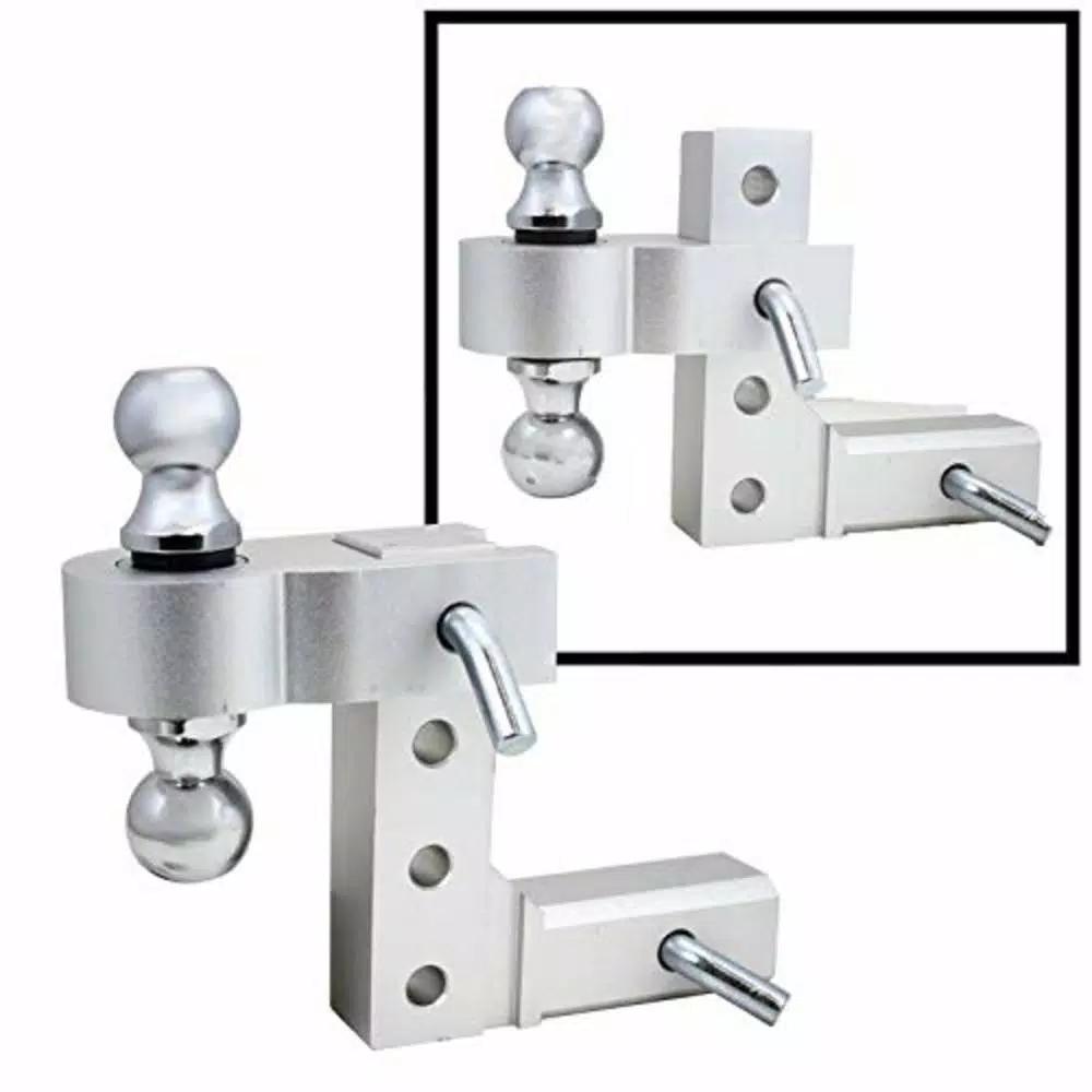 XtremepowerUS Stark 6 in. Adjustable Aluminum Trailer Drop Hitch with Dual Ball Mount