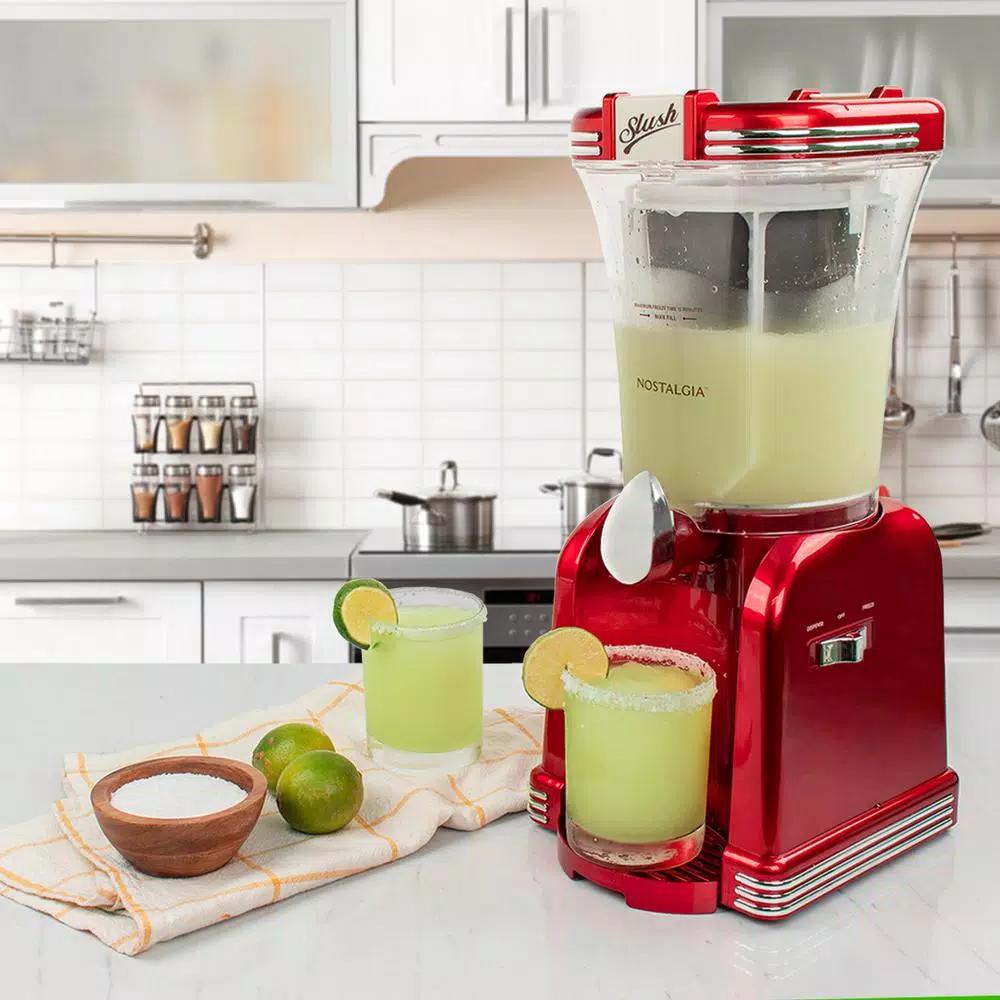 Nostalgia Retro Red 32 oz. Single Speed Slush Drink Blender with Ice Crushing
