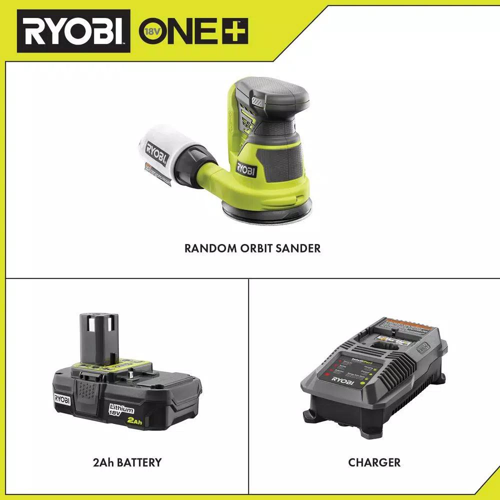 RYOBI 18V ONE+ 5 in. Random Orbit Sander Kit with 2.0 Ah Battery and Charger