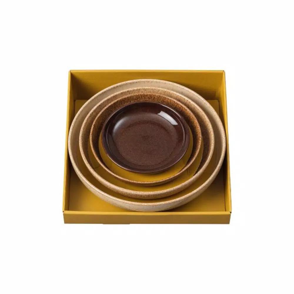 Denby Studio Craft 4-Piece Nesting Bowl Set, Brown Clay Serving Bowls