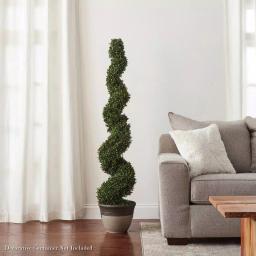 Pure Garden 60 in. Faux Boxwood Spiral Topiary Artificial Plant thumbnail 5