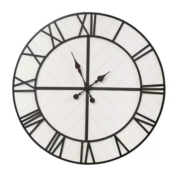 Stratton Home Decor Henry 31.5 in. Oversized Black and White Wood Wall Clock