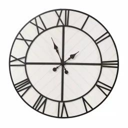 Stratton Home Decor Henry 31.5 in. Oversized Black and White Wood Wall Clock thumbnail 1