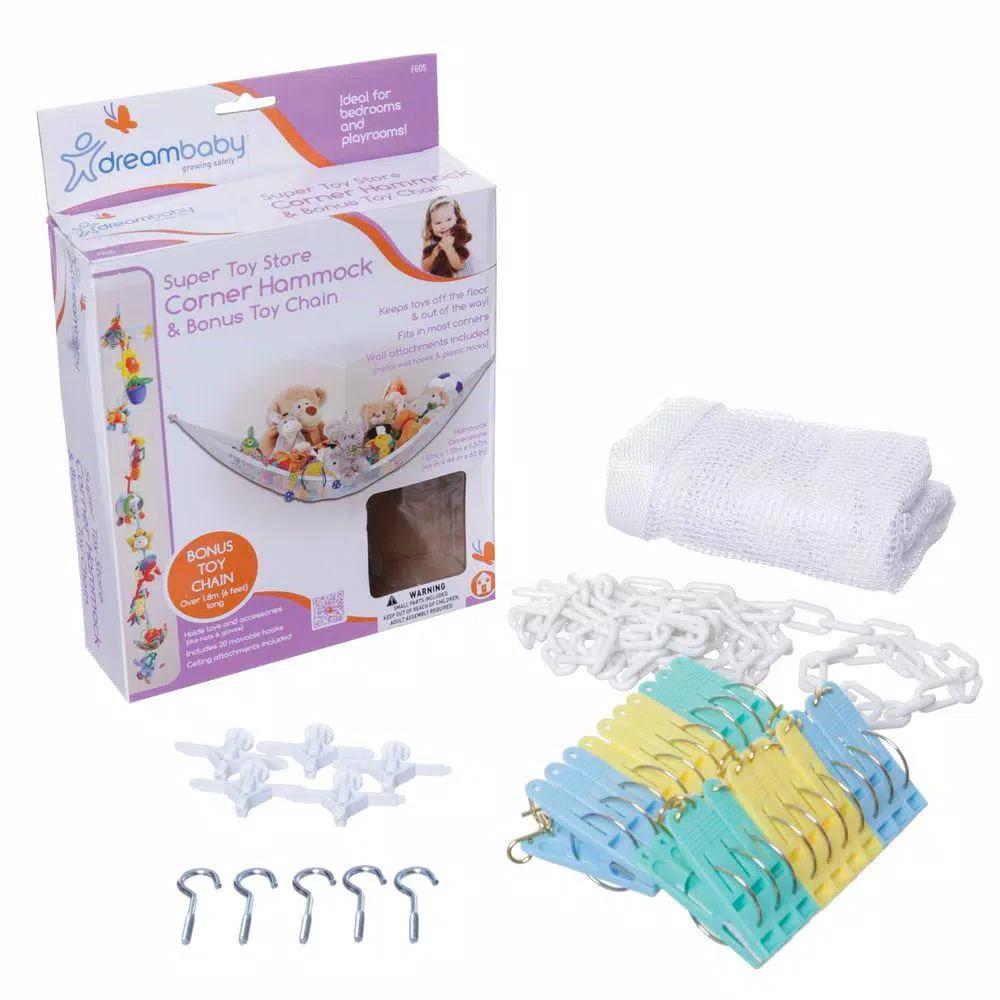 Dreambaby Super Toy Store Corner Hammock and Toy Chain Combo Pack - White