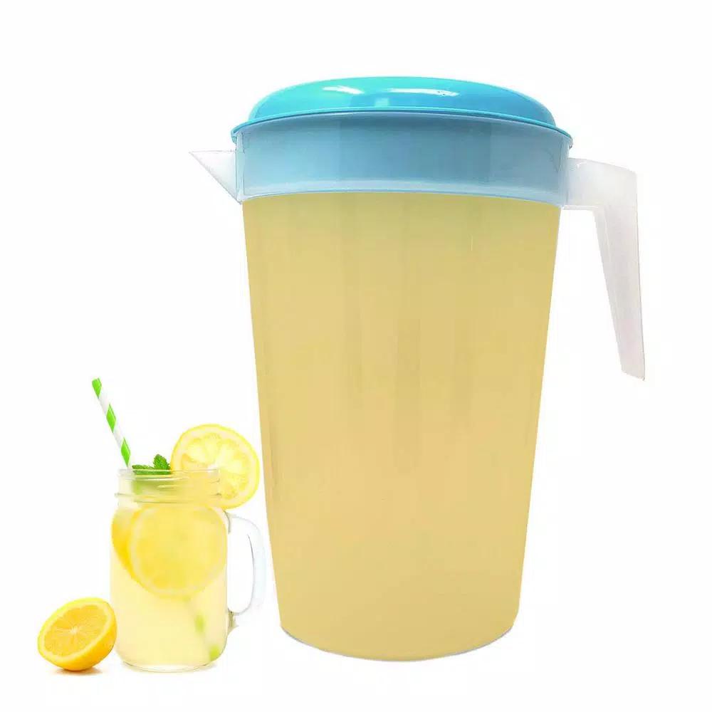 LavoHome 1 Gallon Clear Plastic Pitcher Jugs with Lids, 6-Pack, Assorted Colors