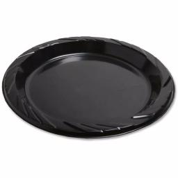 Genuine Joe 9 in. Black Disposable Plastic Plates, 125 Count Case thumbnail 2