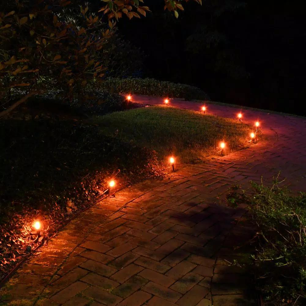 LUMABASE Orange Halloween Pathway Lights, 10-Count C7 Incandescent Bulb Set with 30 ft. Cord