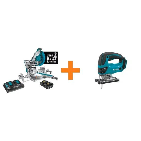 Makita 18V X2 LXT 12 in. Brushless Dual-Bevel Sliding Compound Miter Saw Kit with Bonus 18V LXT Jigsaw