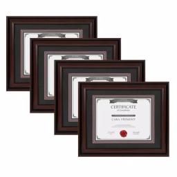DesignOvation Watson Set of 4 Brown Document Picture Frames, 11x14 matted to 8.5x11, Classic Two-Tone Finish thumbnail 1