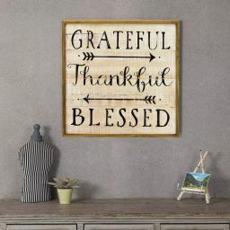 Winsome House Grateful Thankful Blessed Wood Inspirational Wall Plaque - 24in Rustic Home Accent thumbnail 2