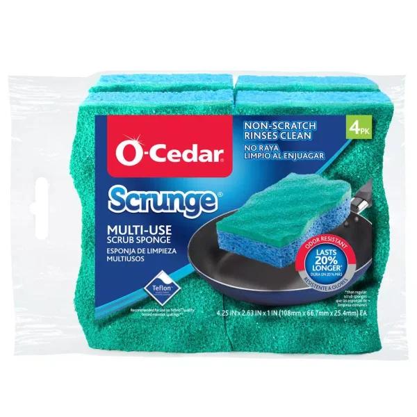 O-Cedar Multi-Use No Scratch Scrunge Scrubber Sponge, 4-Pack