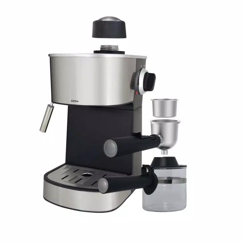 LavoHome 4-Cup Espresso and Cappuccino Maker Machine with Glass Carafe, 800W, Black