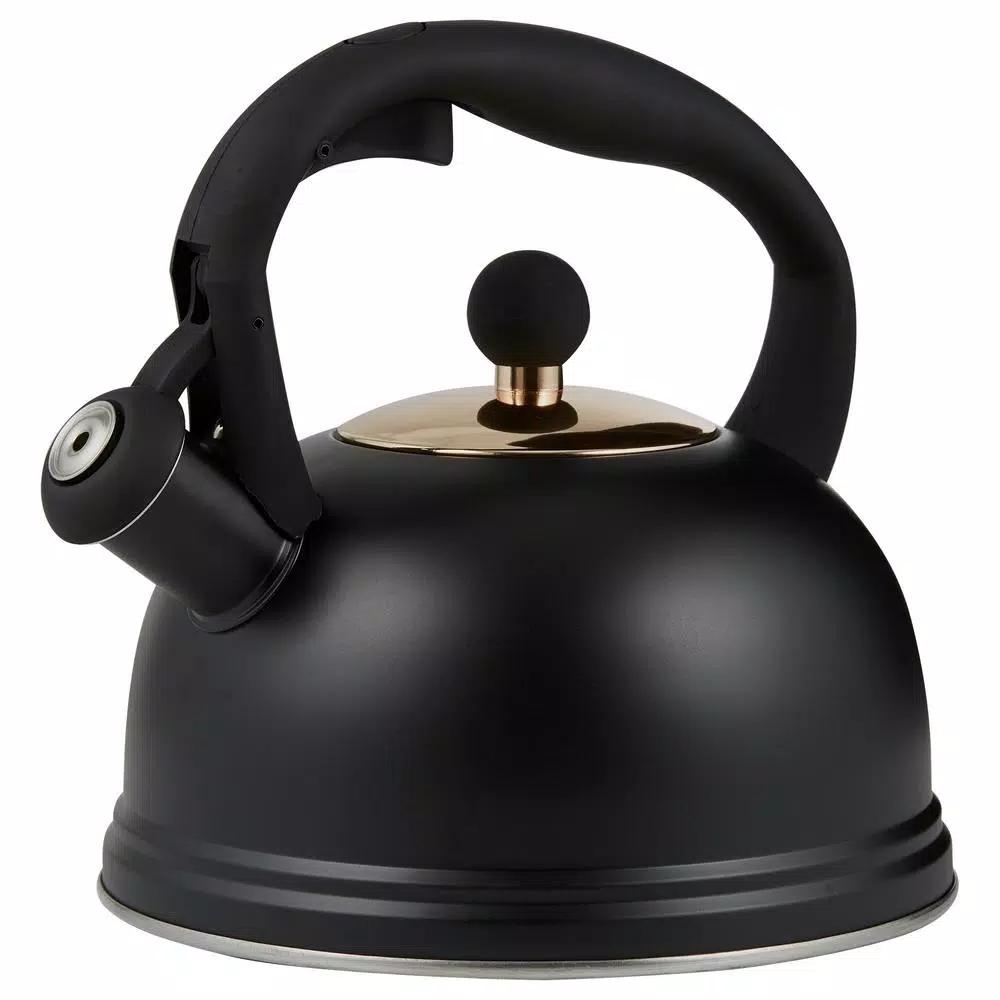 Typhoon Otto 10 Cup Stainless Steel Whistling Tea Kettle, Black