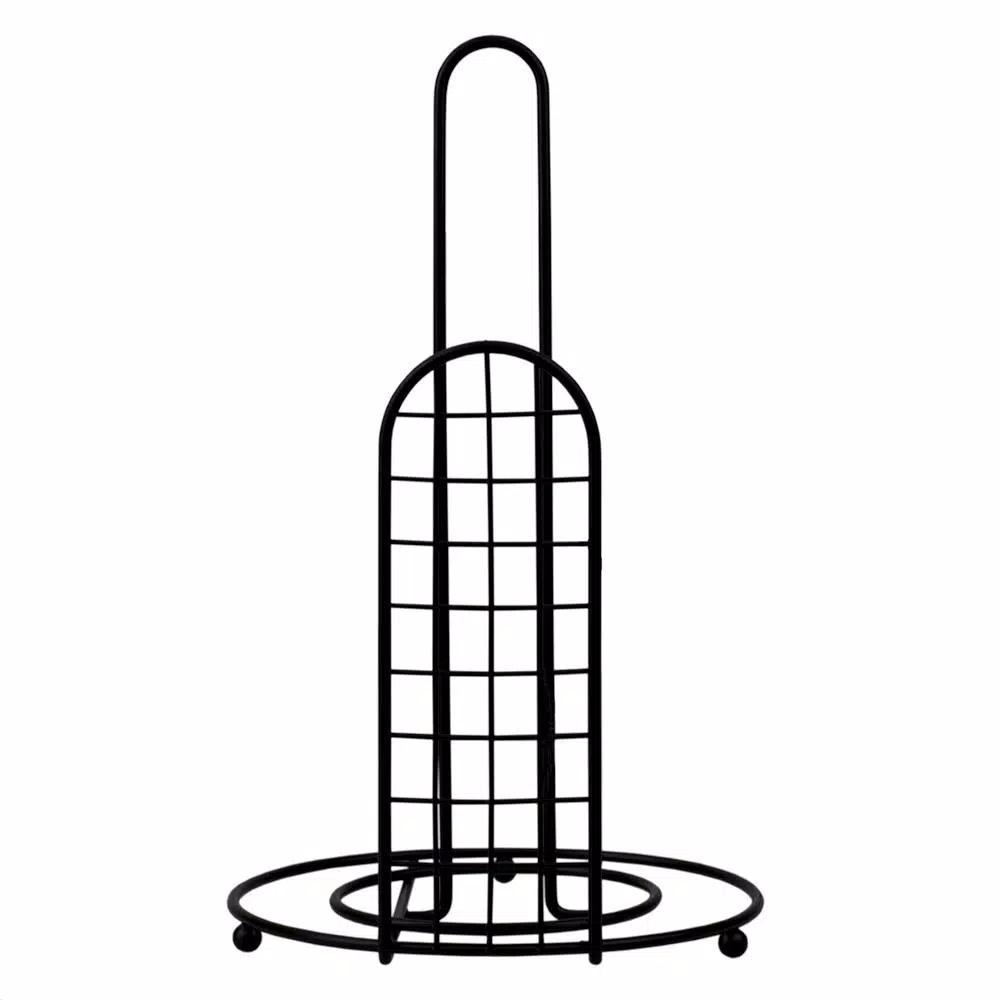 Unbranded Grid Collection Black Steel Free Standing Paper Towel Holder