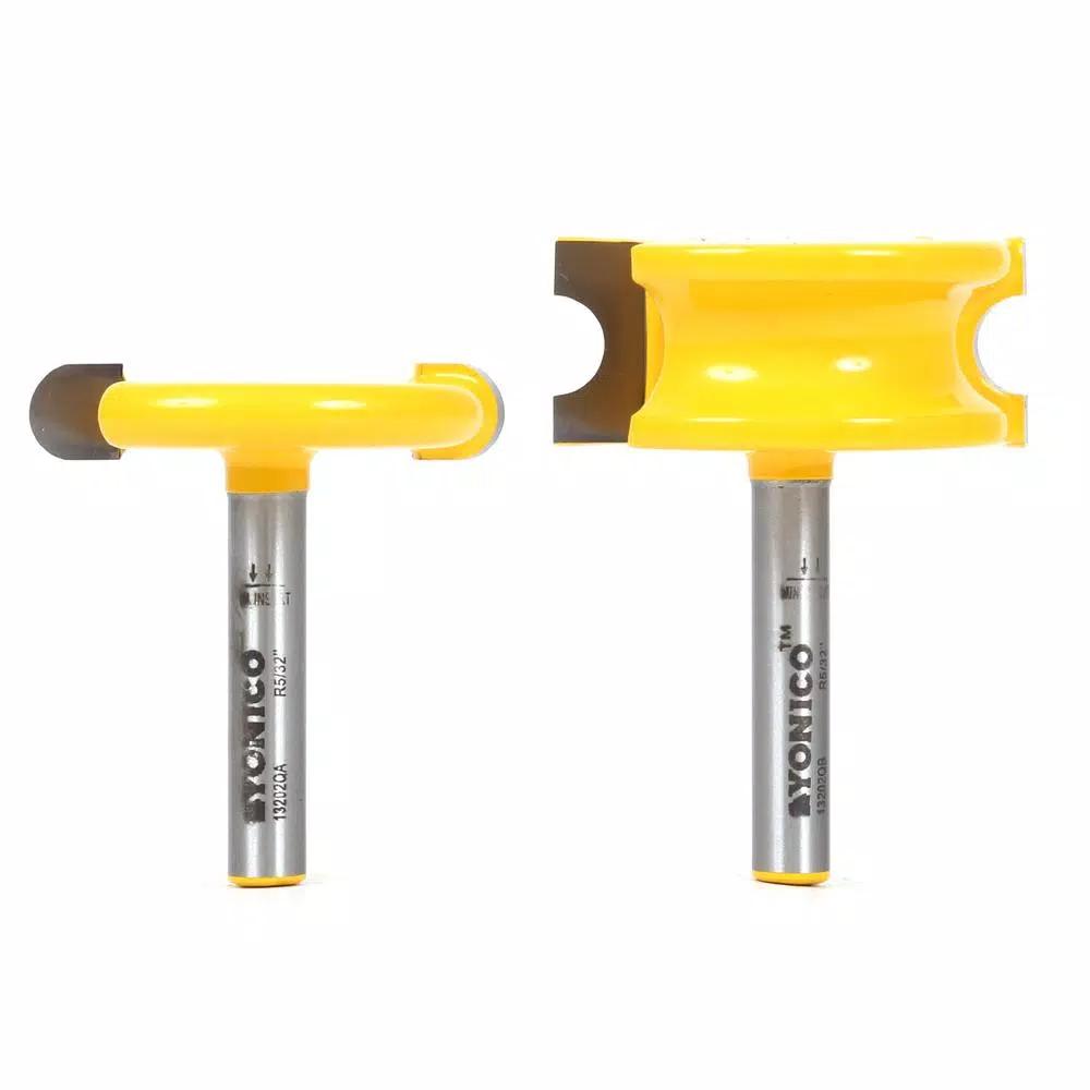 Yonico Canoe Joint Router Bit Set, 5/16 in. Bead, 1/4 in. Shank, Carbide Tipped (2-Piece)