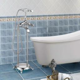 Vanity Art 40 in. Freestanding Single-Handle Claw Foot Tub Faucet with Hand Shower, Polished Chrome thumbnail 3