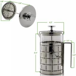 Ovente 3-Cup Silver Borosilicate Glass French Press Coffee and Tea Maker with Stainless Steel Shell thumbnail 7