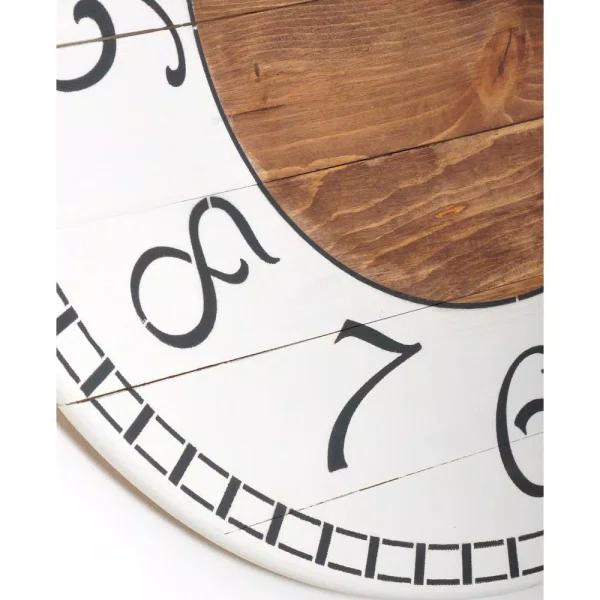 BrandtWorks Oversized Antique White Farmhouse Wall Clock - Distressed Wood Slat Design