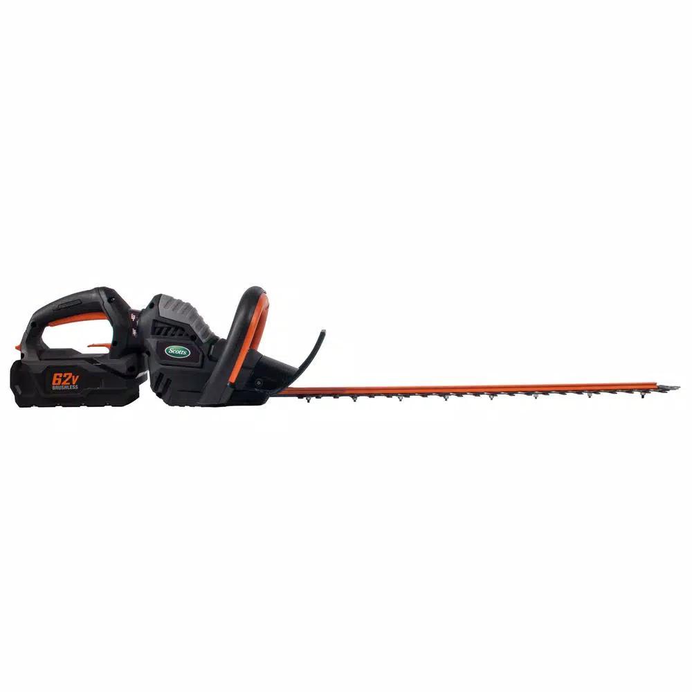 Scotts 24 in. 62V Cordless Brushless Hedge Trimmer Kit with 2.5 Ah Battery and Fast Charger