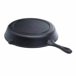 Basic Essentials 13.5 in. Cast Iron Round 2-Section Pre-Seasoned Grill/Griddle with Assist Handle thumbnail 2
