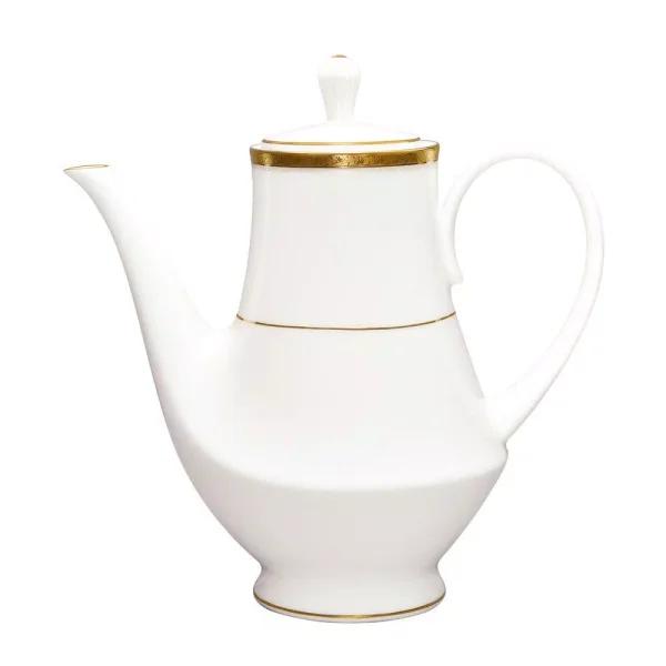 Noritake Charlotta Gold White Porcelain 49 oz. Coffee Server with Lid