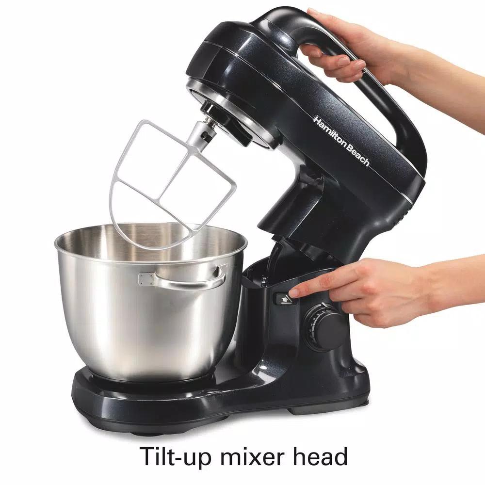 Hamilton Beach 4 Qt. 7-Speed Stand Mixer with Stainless Steel Bowl, Black