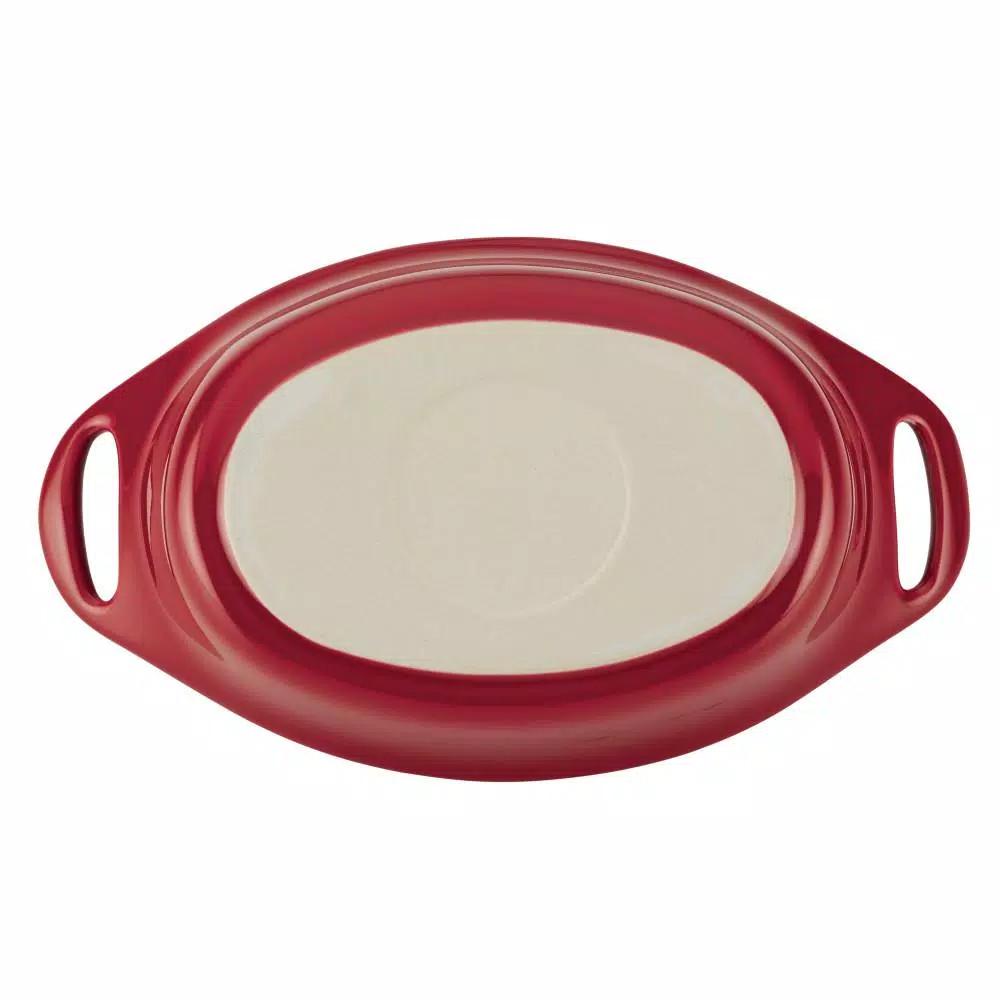 Rachael Ray 2-Piece Red Ceramic Oval Au Gratin Set, 12 oz.