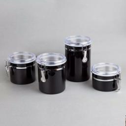 Creative Home 4-Piece Black Stainless Steel Canister Set with Airtight Locking Clamp Lids thumbnail 5