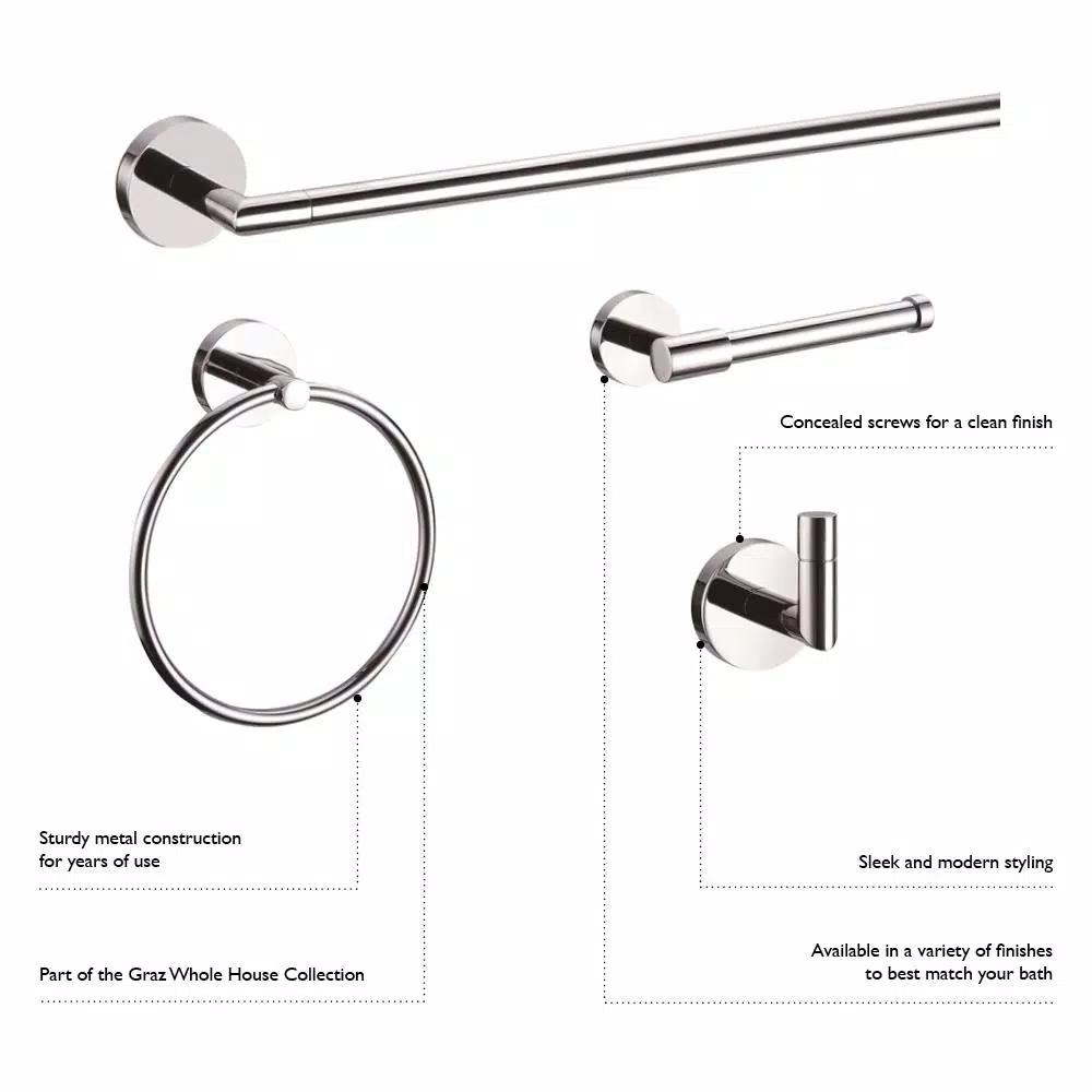 Design House Graz 4-Piece Bathroom Hardware Accessory Kit, Satin Nickel