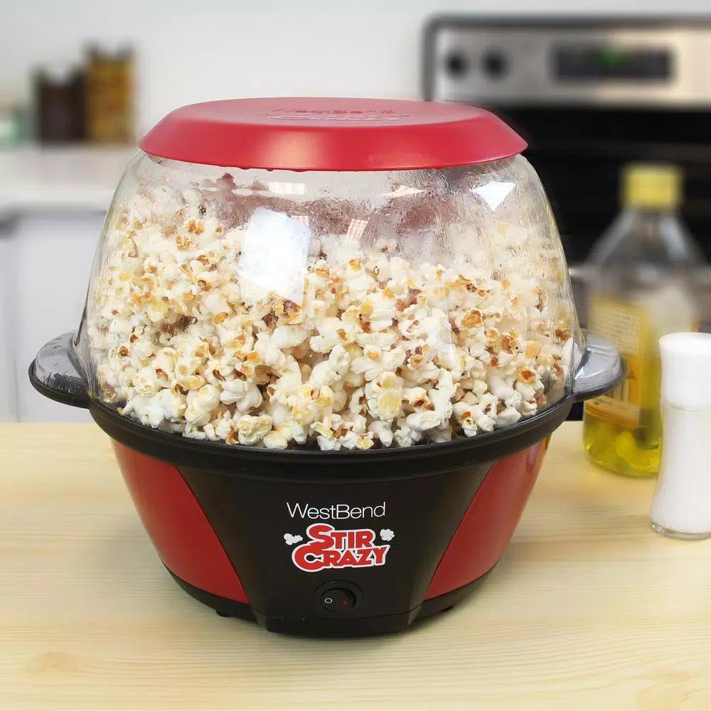 West Bend Stir Crazy Electric Hot Oil Popcorn Popper Machine, 6 oz. Capacity, Red
