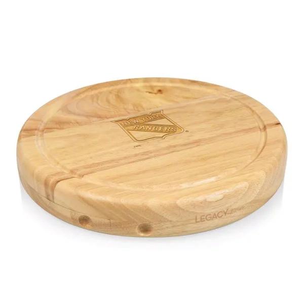 Picnic Time Circo Rubberwood Cheese Board and 4-Piece Stainless Steel Tool Set