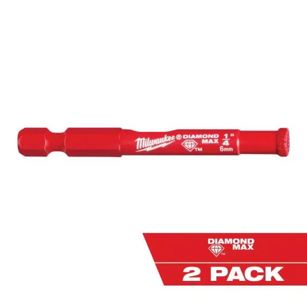 Milwaukee Diamond MAX Hole Saw Set, 2-Piece, 1/4 in. Hex Shank for Tile, Stone, and Glass