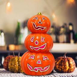 Costway 11 in. Orange Ceramic LED Halloween Pumpkin Lantern, Battery Powered Tabletop Decor thumbnail 8