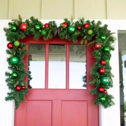Village Lighting Company 9 ft. Pre-Lit LED Christmas Cheer Garland with Red and Green Ornaments thumbnail 2